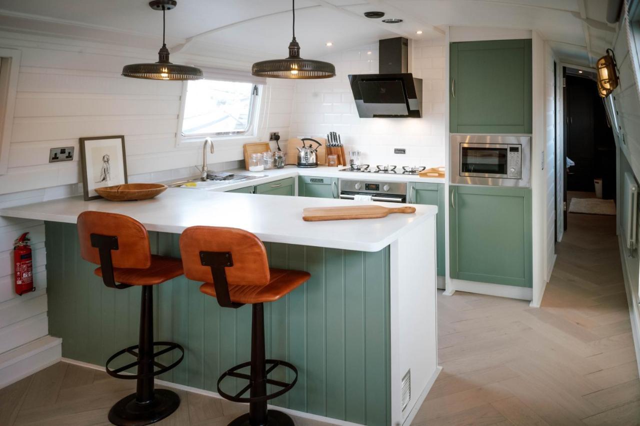 Luxury Wide Beam Canal Boat In The Docks Botel